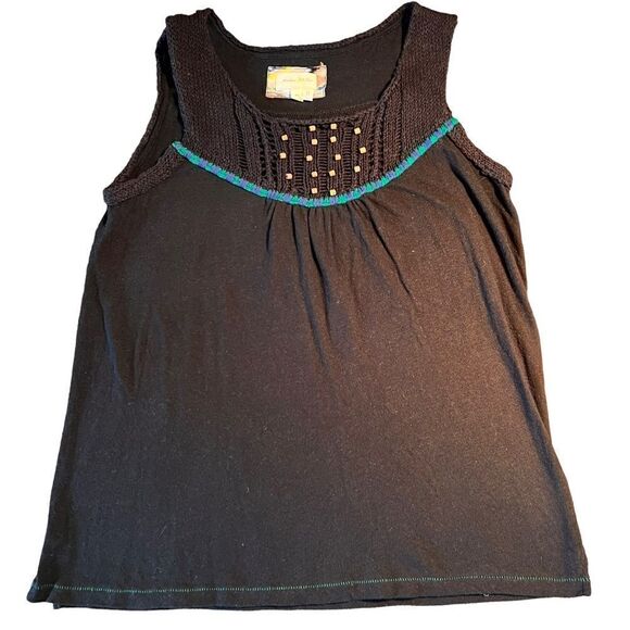 Anthropologie Meadow Rue black beaded sweater sleeveless top XS - Picture 1 of 7